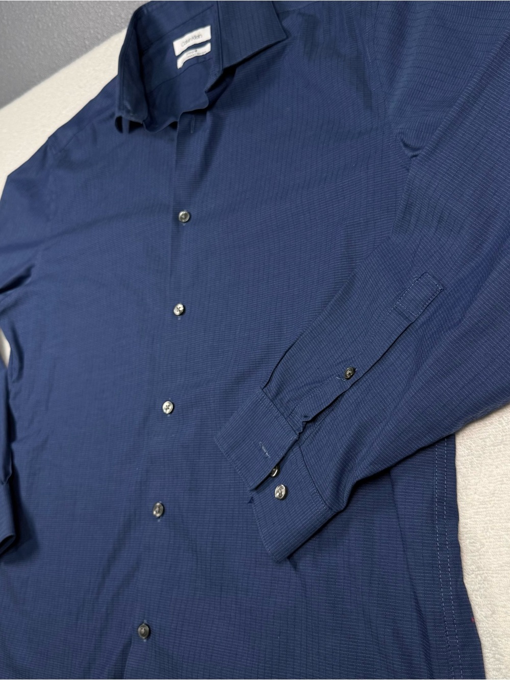 Calvin Klein Dark Navy Textured Dress Shirt - Picture 4 of 8